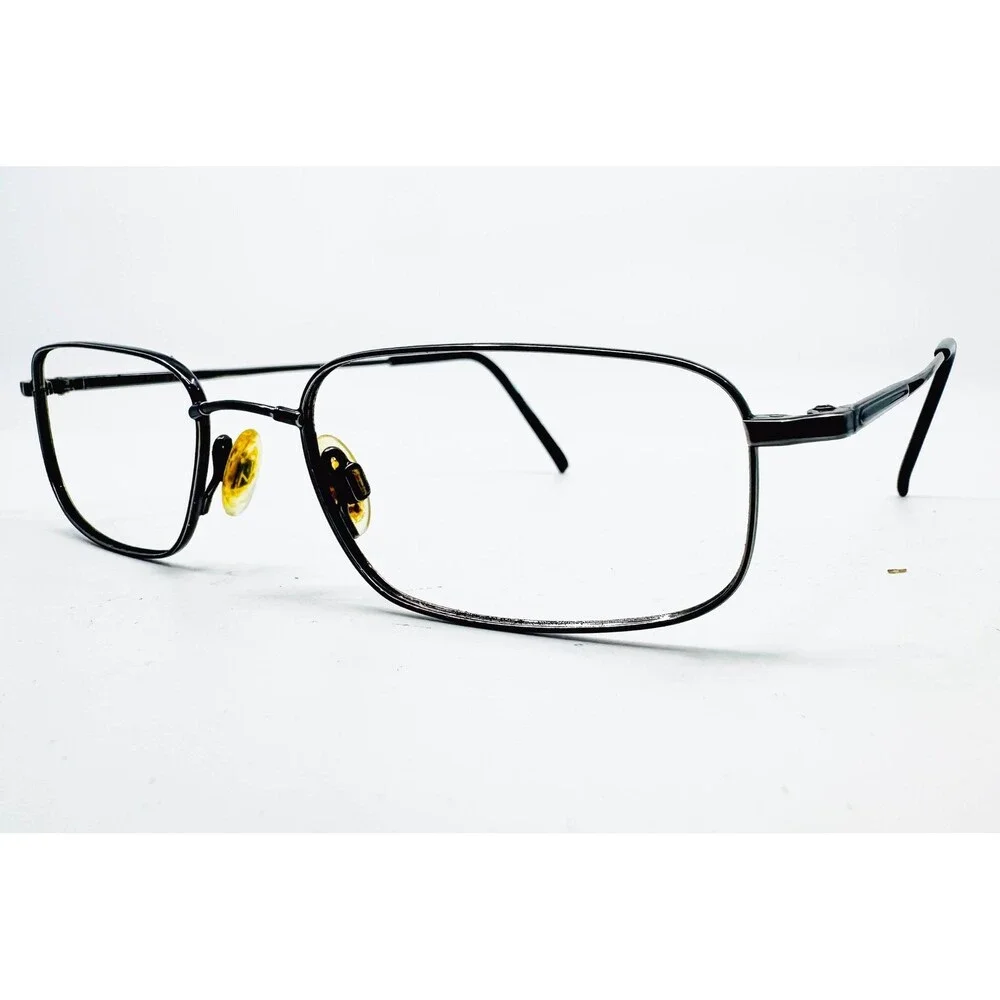 Flexon Eyeglasses Mens Black 628 Marchon Metal Rectangle 51-18-140